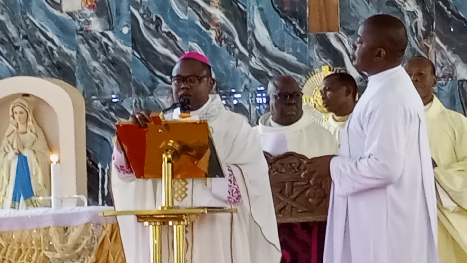 Bishop Obodoo and Priests during the Mass.